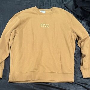 Old Navy Tan Crewneck Sweater with NYC Print